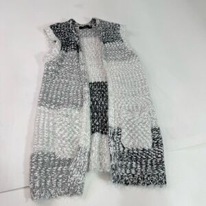 Curio Vest Sleeveless Cardigan Womens Medium Gray Open Front Knit Cozy